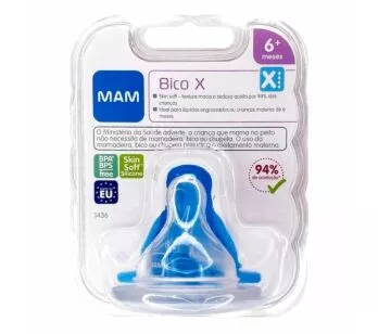 Bico de Mamadeira - SkinSoft - Bico X - 6m - Fluxo Super Rápido - MAM