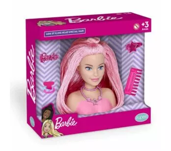 Boneca para Pentear - Mini Styling Head - Special Hair - Barbie - Rosa - Pupee