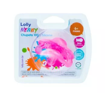 Chupeta - 100% Silicone - Lolly Nenny - 6m - Rosa - Lolly