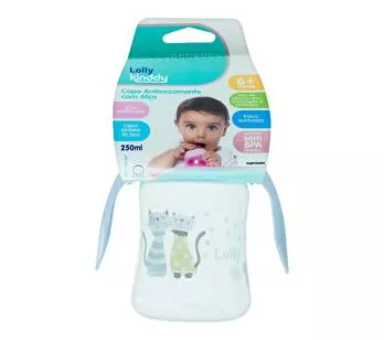 Copo Antivazamento com Alça - Zoo - 250ml - Kinddy - Azul - Lolly