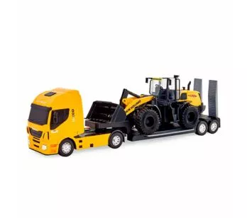 Caminhão - Iveco Hi-Way Plataforma - Carregadeira New Holland W170B - Amarelo - Usual Brinquedos