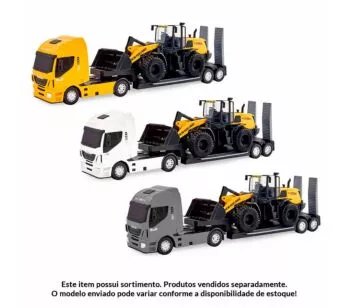 Caminhão - Iveco Hi-Way Plataforma - Carregadeira New Holland W170B - Usual Brinquedos