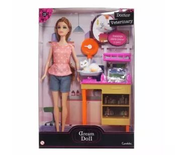 Boneca Articulada - 30cm - Dream Doll - Doctor Veterinary - Ruiva - Candide