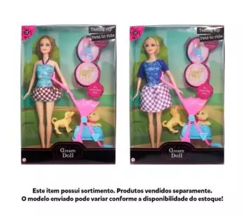 Boneca Articulada - 30cm - Dream Doll - Taking My Pets to Ride - Sortida - Candide