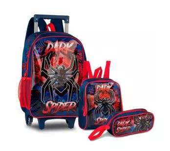 Kit Escolar - Dark Spider - Mochila + Lancheira + Estojo - Clio Style