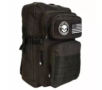 Mochila de Costas Casual - Black Skull - Patches - Preta - Clio Style