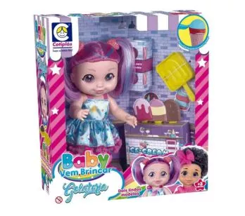 Boneca de Vinil - 31,5 cm - Baby Vem Brincar - Gelateria - Cotiplás