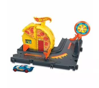 Conjunto e Pista - Hot Wheels City - Pizzaria Veloz - Mattel