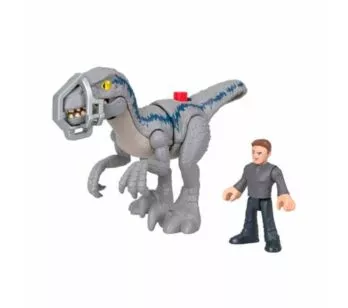 Figuras Articuladas - Jurassic World - Velociraptor Blue e Owen - Imaginext