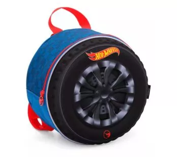 Lancheira 3D Infantil Térmica - Hot Wheels - Pneu - Azul - Luxcel