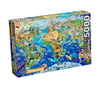 Quebra-Cabeça - 5000 Peças - Mapa-Múndi Turístico - Grow