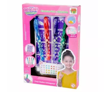 Kit Tatuagem Temporária Infantil - Tattoo Collection - Canetas Gel e Adesivos - DM Toys
