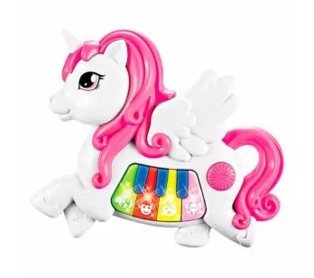 Mini Tecladinho Infantil - Unicórnio - Branco - DM Toys