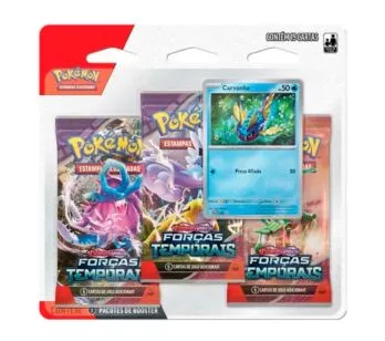 Jogo de Cartas Pokémon - Blister Triplo - EV5 Forças Temporais - Carvanha - Copag