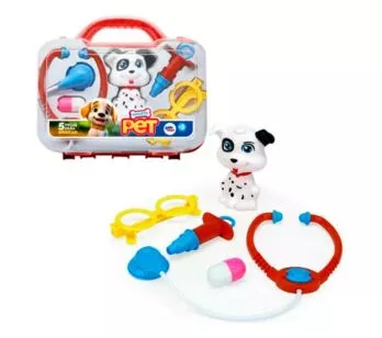 Kit Mini Veterinario Infantil – Maleta Pet -  6 peças - Pakitoys