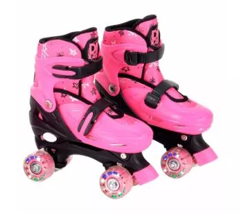 Patins Quad com Acessórios - Ajustável - 30 a 33 - P - Rosa - DM Radical