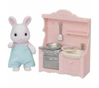 Figura e Conjunto - Sylvanian Families - Cozinha - Pai Coelho Neve - Epoch Magia