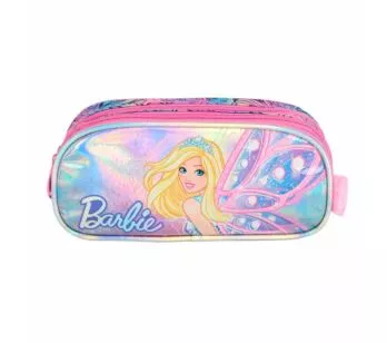Estojo Infantil Escolar Triplo - Barbie Fada - Rosa - Luxcel
