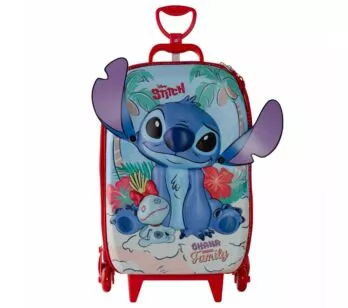 Mochila 3D de Rodinhas Infantil - Disney Stitch - Praia - Maxtoy