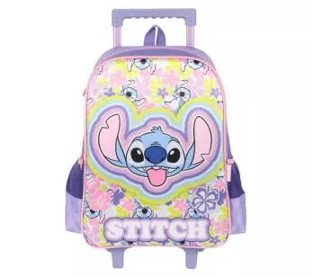 Mochila de Rodinha Infantil - Disney Stitch Flores - Luxcel