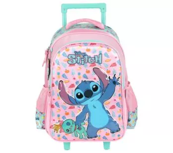 Mochila de Rodinha Infantil - Disney Stitch Scrump - Rosa - Luxcel