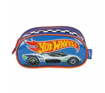Estojo Infantil Escolar Triplo - Hot Wheels - Azul - Luxcel