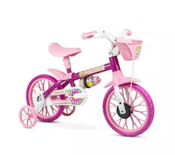 Bicicleta Infantil com Rodinhas - Aro 12 - Flower Lilás - Nathor