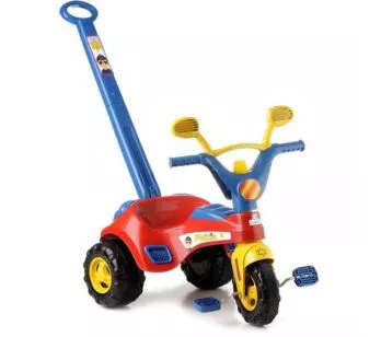 Triciclo Infantil com Empurrador Removível - Polícia - Azul - Cotiplás