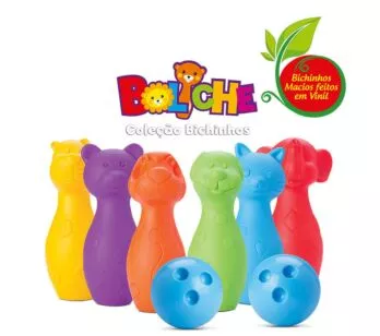 Boliche Infantil com 6 Pinos - Coleção Bichinhos - Roma