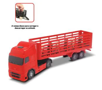 Caminhão Boiadeiro - Transporte de Animais - Voyager - 40 cm - Vermelho - Roma