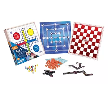 Kit Jogos Clássicos - 5 em 1 - Dama - Ludo - Trilha - Dominó - Loto - Xalingo