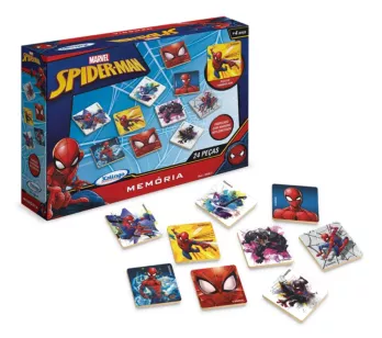 Jogo da Memória em Madeira - Homem-Aranha - 24 Peças - Xalingo