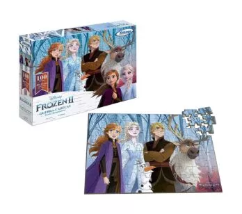Quebra-Cabeça Infantil - 100 Peças - Madeira - Frozen 2 - Xalingo