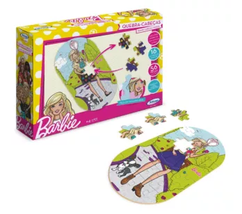 Quebra-Cabeça - 56 Peças - Madeira - Barbie - Troca Roupas - Xalingo