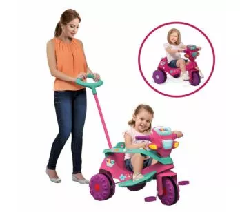Triciclo Infantil Velobaby - Passeio e Pedal - Rosa - Bandeirante