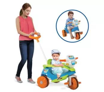 Triciclo Infantil Velobaby - Passeio e Pedal - Bandeirante