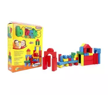 Blocos de Madeira - Multi Blocks Coloridos - 50 Pcs - Xalingo