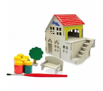 Quebra-Cabeça 3D - 20 Peças - DIY - Casinha para Pintura - Xalingo