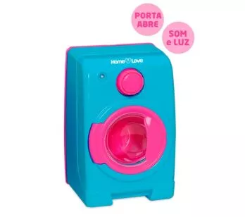 Máquina de Lavar Infantil - Home Love - Som e Luz - Azul - Usual Brinquedos