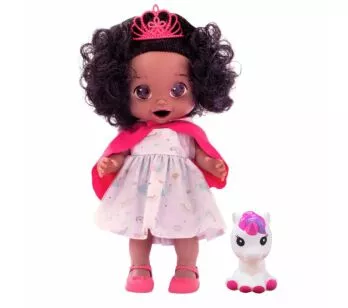 Boneca de Vinil - Baby’s Collection - Conto de Fadas - Unicórnio - Negra - Super Toys