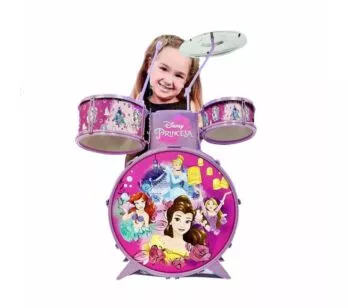 Bateria Infantil Musical com Banquinho - Princesas Disney - Toyng