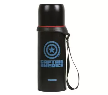 Garrafa Infantil Aço - Térmica - 350 ml - Marvel Avengers - Capitão América - Dermiwil