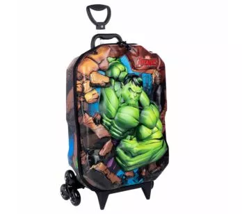 Mochila 3D de Rodinhas Infantil - Marvel Avengers - Hulk - Maxtoy