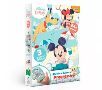 Quebra-Cabeça Progressivo - 2, 3 e 4 Peças - Disney Mickey - Toyster