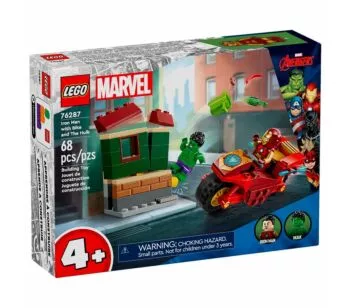 Blocos de Montar - Hulk e Homem de Ferro com Moto - 68 peças - LEGO Marvel
